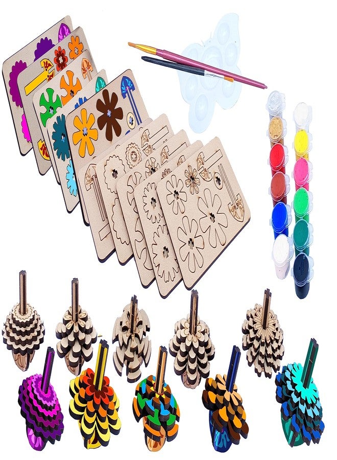 StepsToDo DIY Make Your Own Wooden Spinning Top Making Kit. Wooden Engraved Toy Top Making Kit. Toy Top Set of 5. Birthday Party Return Gift - Image 2